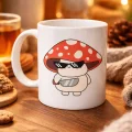 BUĞZ Sevimli Cool Mantar Tasarımlı Porselen Kupa MODEL 87 – Eğlenceli Karakter Desenli Kahve & Çay Kupası – Hediye Fikirli Kupa