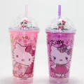 BUĞZ Sevimli Hello Kitty Işıklı Pipetli Boncuklu Suluk & Bardak (400 Ml)