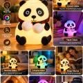 BUĞZ Sevimli Panda Silikon Gece Lambası Renkli Işık Modu Dokunmatik Kontrollü Aydınlatma - BUĞZ