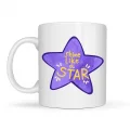 BUĞZ Shine Like a Star – Motivasyon Mesajlı Mor Yıldız Tasarımlı Porselen Kupa MODEL 122 , Günlük Kullanım & Hediye Kupası