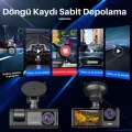  Siyah 1080p Araç içi 3 Kameralı Lcd Ekranlı Gece Görüşlü , G-sensör , Geri Görüş Kamera