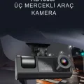  Siyah 1080p Araç içi 3 Kameralı Lcd Ekranlı Gece Görüşlü , G-sensör , Geri Görüş Kamera