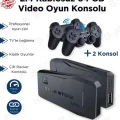 BUĞZ Siyah 2.4g kablosuz çift kollu retro oyun konsolu oyunlu game stick bluetooth yok