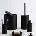 BUĞZ Siyah 5’li Banyo Seti – Çöp Kovası, Tuvalet Fırçası, Sabunluk ve Aksesuarlar