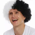 BUĞZ Siyah Beyaz Kıvırcık Afro Bonus Peruk Taraftar Bonus Saç - BUĞZ