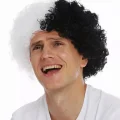 BUĞZ Siyah Beyaz Kıvırcık Afro Bonus Taraftar Peruğu