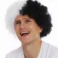 BUĞZ Siyah Beyaz Kıvırcık Afro Bonus Taraftar Peruğu