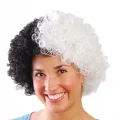 BUĞZ Siyah Beyaz Kıvırcık Afro Bonus Taraftar Peruğu