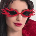  Siyah Boynuzlu Kırmızı Renk Alevli Parti Gözlüğü 21x10 cm