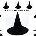 BUĞZ Siyah Cadı Şapkası Keçe Yetişkin Boy 6 Adet