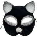 BUĞZ Siyah Gümüş Simli Kedi Maskesi