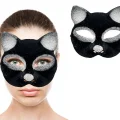 BUĞZ Siyah Gümüş Simli Kedi Maskesi