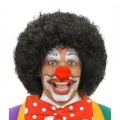  Siyah Kıvırcık Afro Peruk ve Kırmızı Sünger Burun Seti