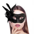  Siyah Metalize Tüylü Parti Maskesi