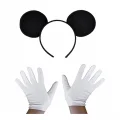 BUĞZ Siyah Mickey Mouse Tacı Ve Beyaz Eldiven Seti