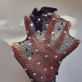 BUĞZ Siyah Renk İncili Elmas İşlemeli File Örgü Uzun Eldiven 45 Cm Bx40