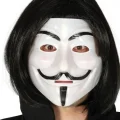 BUĞZ Siyah Renk Kısa Saç ve V For Vendetta Maskesi