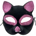 BUĞZ Siyah Renk Pembe Simli Kedi Maskesi