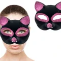 BUĞZ Siyah Renk Pembe Simli Kedi Maskesi