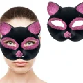 BUĞZ Siyah Renk Pembe Simli Kedi Maskesi