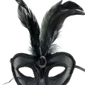 BUĞZ Siyah Renk Rugan Kaplama Siyah Tüylü Parti Maskesi 18x20 cm