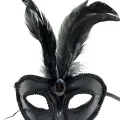  Siyah Renk Rugan Kaplama Siyah Tüylü Parti Maskesi 18x20 cm