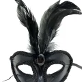 BUĞZ Siyah Renk Rugan Kaplama Siyah Tüylü Parti Maskesi 18x20 Cm