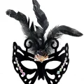 BUĞZ Siyah Renk Siyah Süet Kaplama Tüylü Kelebek Figür Parti Maskesi 24x18 Cm