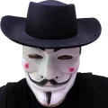 BUĞZ Siyah Renkli Delikli Çocuk Boy Vendetta Şapkası ve Vendetta Maskesi