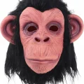 BUĞZ Siyah Saçlı Kafaya Tam Geçmeli Lateks Şempanze Maskesi - Lateks Maymun Orangutan Goril Maske Et Maske