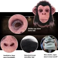BUĞZ Siyah Saçlı Kafaya Tam Geçmeli Lateks Şempanze Maskesi - Lateks Maymun Orangutan Goril Maske Et Maske