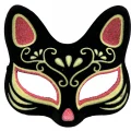 BUĞZ Siyah Süet Kırmızı Sarı Simli Kedi Maskesi