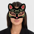BUĞZ Siyah Süet Kırmızı Sarı Simli Kedi Maskesi