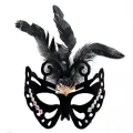  Siyah Süet Tüylü Kelebek Figür Parti Maskesi