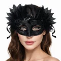 BUĞZ Siyah Taşlı Venedik Maskesi Lüks Tüllü Parti Maskesi