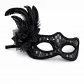 BUĞZ Siyah Tüylü Balo Maskesi Kadın Parti Aksesuarı