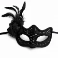 BUĞZ Siyah Tüylü Balo Maskesi Kadın Parti Aksesuarı