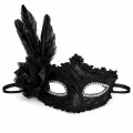 BUĞZ Siyah Tüylü Venedik Lüks Balo Maskesi