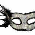 BUĞZ Siyah Yandan Tüylü Pul Payet Maskesi