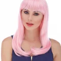 BUĞZ Soft Pembe Renk Uzun Düz Parti Peruğu Bx40
