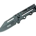  SOG AC77BK Siyah Yaprak Kamp Çakı 15 cm - Metal Sap, Kılıflı