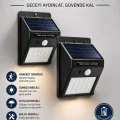BUĞZ Solar Sensörlü Duvar Lambası Bahçe Lamba 20 Led Işık