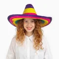 BUĞZ Sombrero Meksika Şapkası Renkli Örme Hasır Çocuk Boy