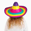 BUĞZ Sombrero Meksika Şapkası Renkli Örme Hasır Çocuk Boy