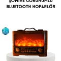 BUĞZ Şömine Efektli Solar Hoparlör Bluetooth 5.3 Radyo AUX USB TF Destekli