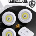 BUĞZ Spot Lamba Led Işık 3lü Uzaktan Kumandalı Pilli Yapışkanlı Kablosuz Yeni Nesil