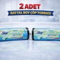 BUĞZ Star Plus Standart Battal Boy Çöp Torbası 75x90 cm 10lu Dayanıklı Büyük Boy Çöp Poşeti 2 Adet