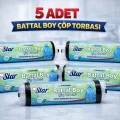 BUĞZ Star Plus Standart Büyük Boy Çöp Torbası 65x80 cm 10 Adet Dayanıklı Sızdırmaz Çöp Poşeti 5 Adet