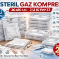 BUĞZ Steril Gaz Kompres 30x80 cm 2li 10 Paket Tel Tel Spanç Steril Gazlı Bez Yara Bakım Kompresi