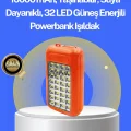  Suya Dayanıklı Güneş Paneli Destekli Powerbank ve Işıldak